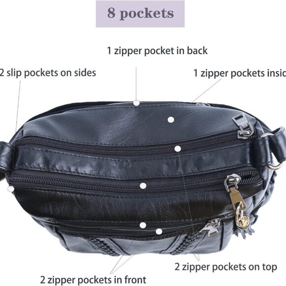 Purses for Women Pocketbooks Soft PU Leather Ladies Crossbody Purse Multi Pocket - Picture 8 of 8